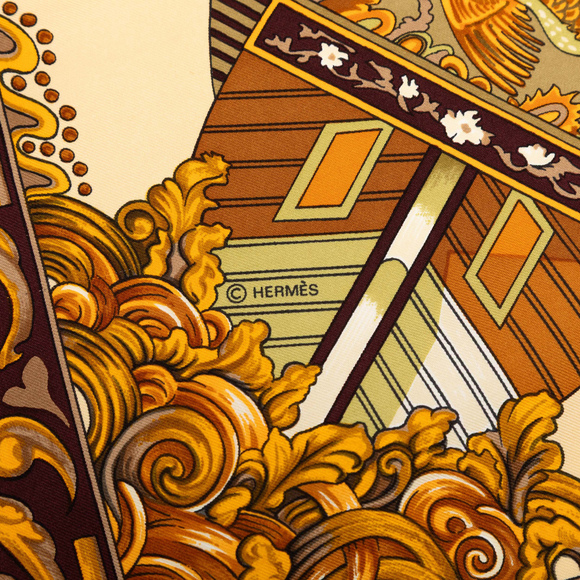 Pre-Loved Hermes Jonques Et Sampans Silk Scarf - Picture 5 of 7